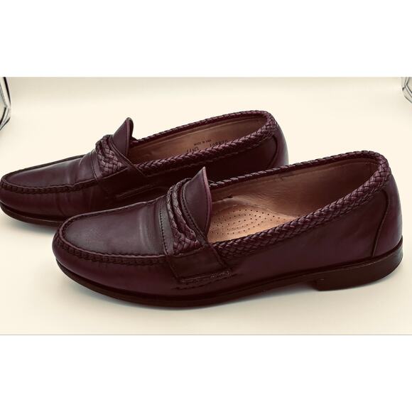 Allen Edmonds Newcomb Leather Burgundy Woven Braided Trim Loafers Size 11.5 D main image 8